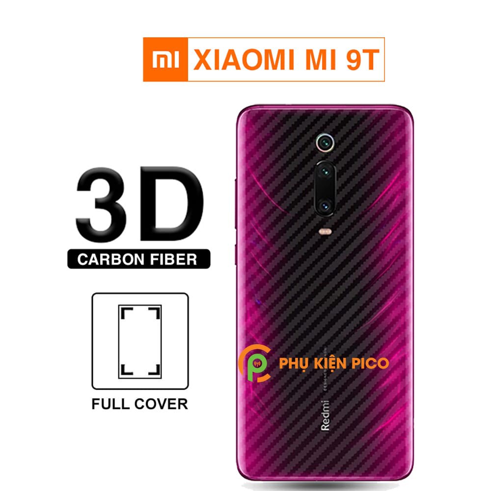 Dán lưng Mi 9T trong suốt nổi vân Carbon 3D tản nhiệt tốt - Dán lưng vân Carbon Xiaomi Mi 9T