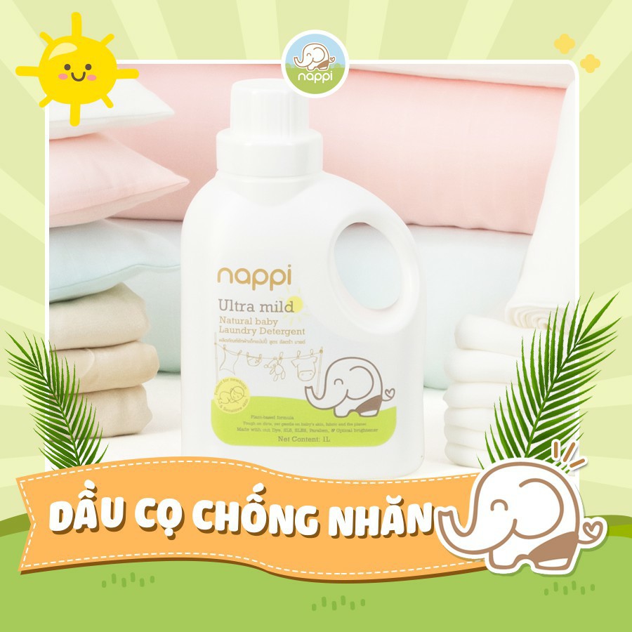 {Tặng nước giặt 100}. Nappi. Nước giặt organic dầu cọ cho bé can 1lít {Giá giới thiệu}