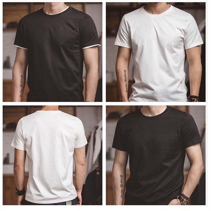 Áo thun cotton MADEN ngắn tay cổ tròn màu trắng đen thời trang mùa hè chất lượng cao cho nam 220g