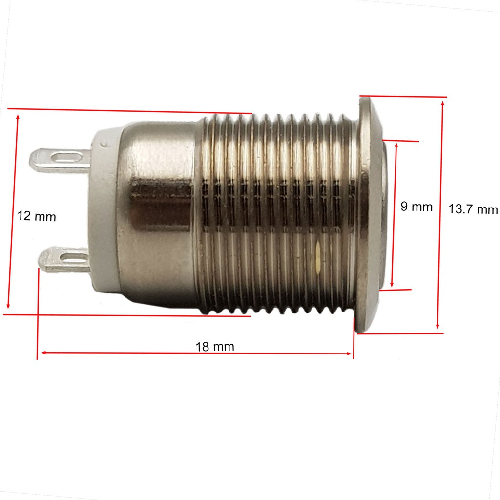 Nút nhấn nhả kim loại 12mm mặt lồi / mặt phẳng