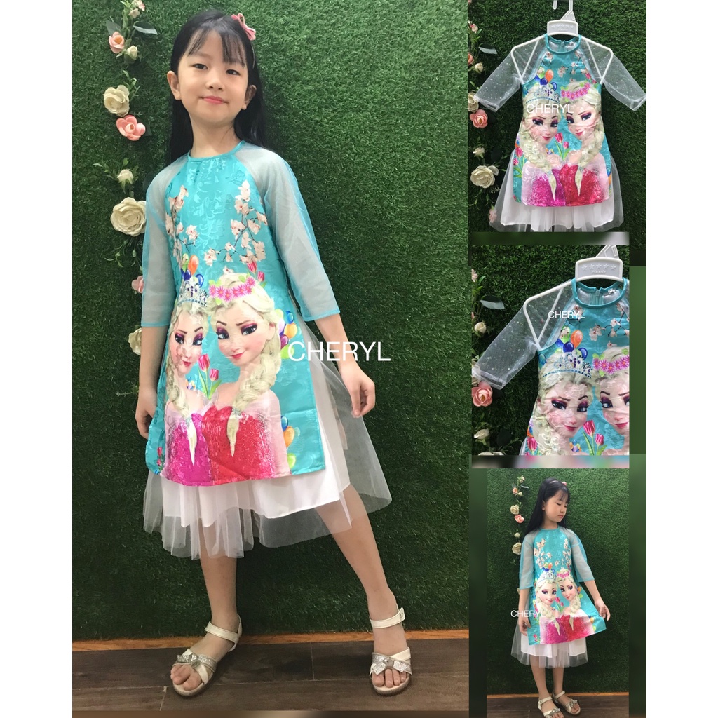 Áo dài elsa siêu đẹp cho bé
