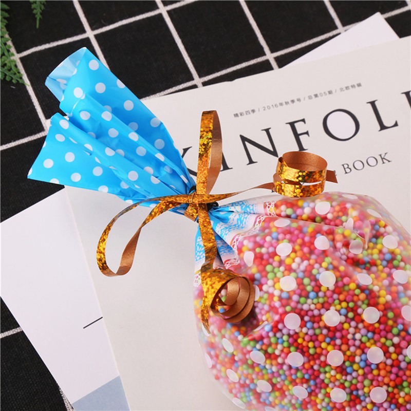 Ruy băng cột trang trí bong bóng màu vàng đồng/ bạc