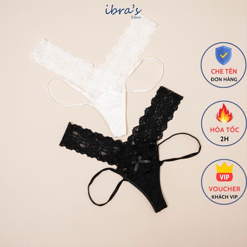 Quần Lót Ren Lọt Khe Cạp Thấp Chéo Hông Sexy, Đồ Lót Cotton Nữ Gợi Cảm Dễ Thương | Ibra's Store I58