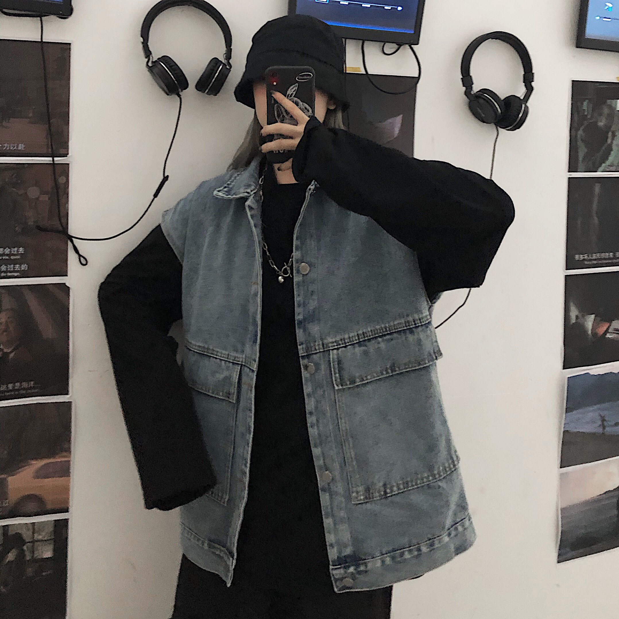 Áo Khoác Denim Không Tay Dáng Rộng Phối Túi Cá Tính Dành Cho Nam Và Nữ 22838 | BigBuy360 - bigbuy360.vn