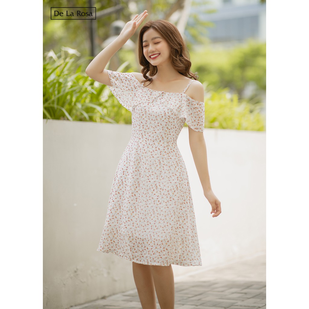 [Mã WABRWA15 giảm 15% đơn 300K] Đầm váy hoa hai dây trễ vai trẻ trung - De La Rosa | BigBuy360 - bigbuy360.vn