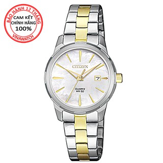 Đồng hồ nữ citizen dây kim loại pin kính cứng eu6074-51d