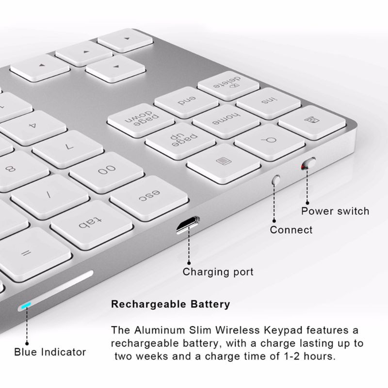 SEL❤34 Keys Mini Numpad Wireless Bluetooth Numeric Keypad For Apple PC Keyboard