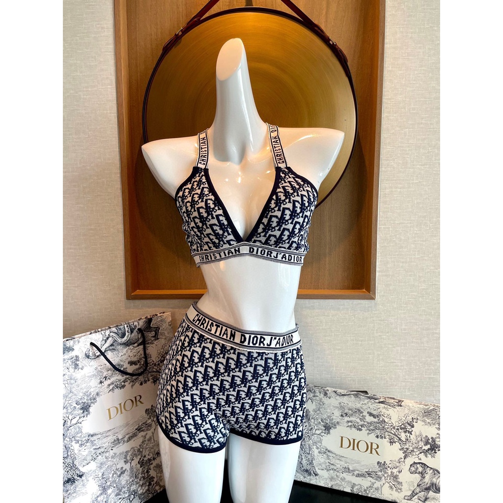 Set bikini nữ họa tiết oblique thời trang cao cấp Christian Dior CD phong cách gợi cảm, thu hút