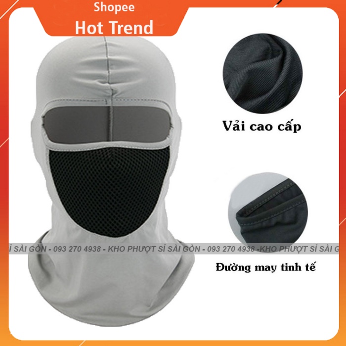 Mẫu mũ khăn trùm đầu Ninja Ari Swat X2 màu xám phiên bản cao cấp lưới lọc đội kèm fullface và 3/4 tiện dụng