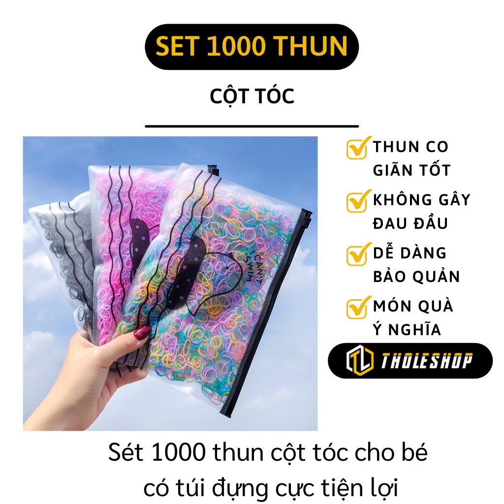 Thun Buộc Tóc - Túi Zip 1000 Dây Su Cột Tóc Đàn Hồi Nhiều Màu Sắc Cho Bé Gái 9299
