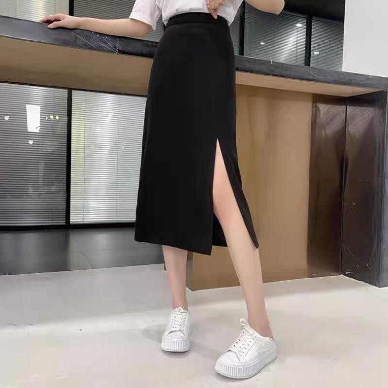 💃 Chân Váy Midi Nữ Dài Xẻ Vạt Cạp Cao Dễ Phối Dễ Mặc Siêu Xinh | BigBuy360 - bigbuy360.vn