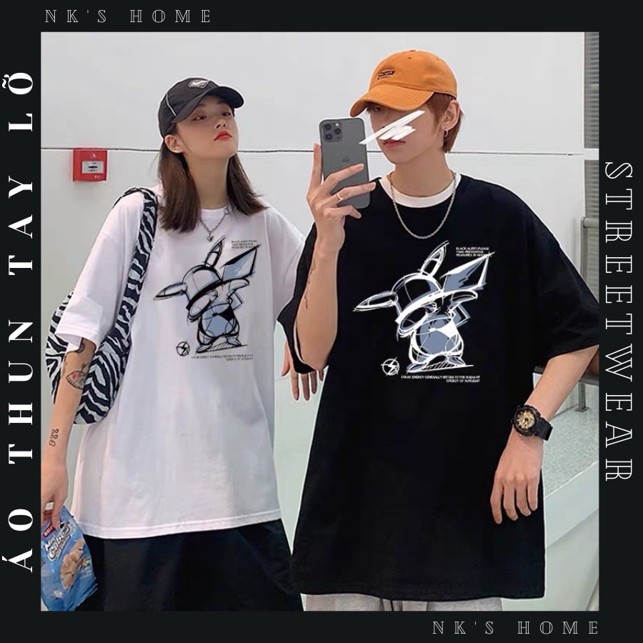 AT004 Áo Thun Tay Lỡ Form Rộng Unisex PIKACHU-DAB Áo phông F&S Thiết Kế Vải Dày Dặn Thoáng Mát