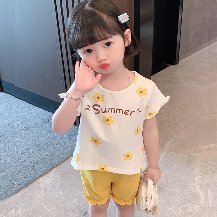 Set Áo Thun Tay Ngắn & Quần short Cho Bé Gái Thời Trang Hè 2021