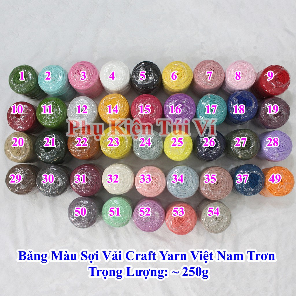 Sợi vải Việt Nam trơn 250g (Mã màu: 01-54)