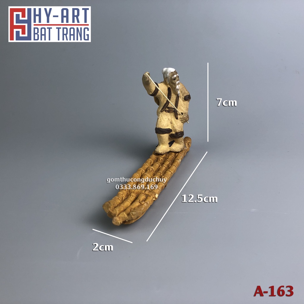 Tiểu cảnh hồ cá, bể cá cảnh, Tượng gốm ông lão ngồi thuyền trang trí hòn non bộ chậu cây bonsai