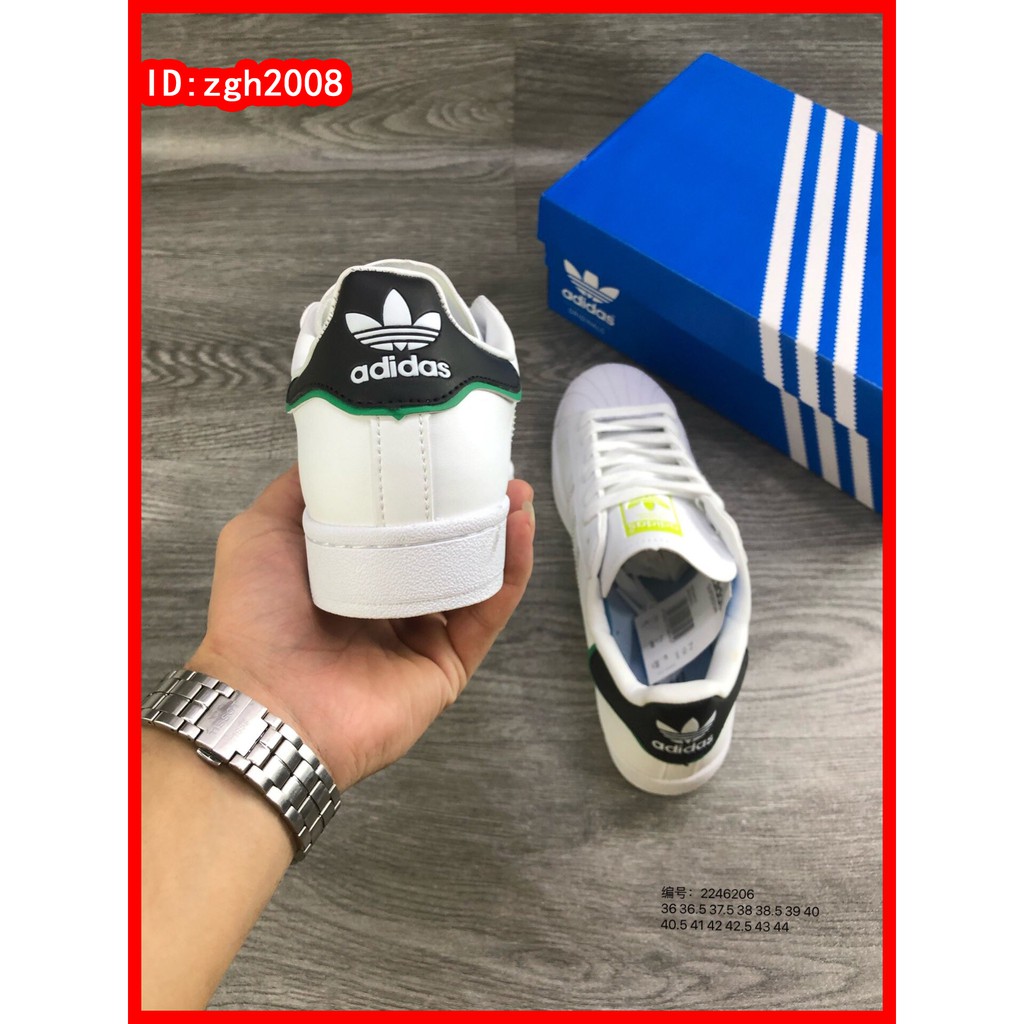 [Zgh2008] Giày sneaker da đế xuồng màu đỏ, đen và xanh da trời Adidas Superstar Slipon mùa hè