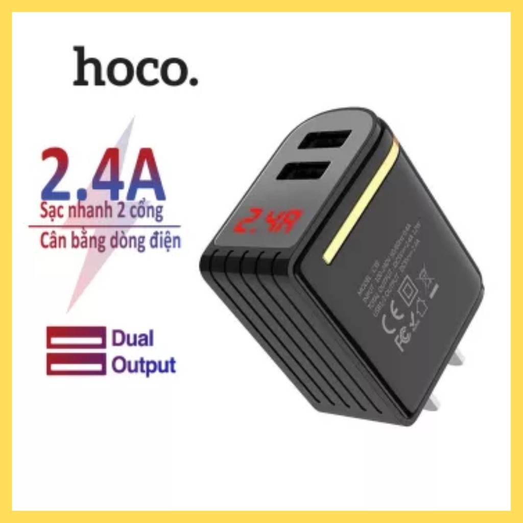 Củ sạc nhanh HOCO 2 CỔNG USB C39 2.4A  - Màn Hình Led - Bảo hành 12T - KTC shop