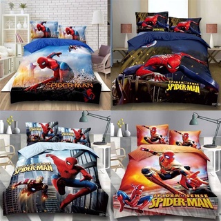 Bộ ga trải giường + vỏ gối + vỏ chăn 3 trong 1 in họa tiết spider man the avengers ty3 thoải mái có thể giặt r