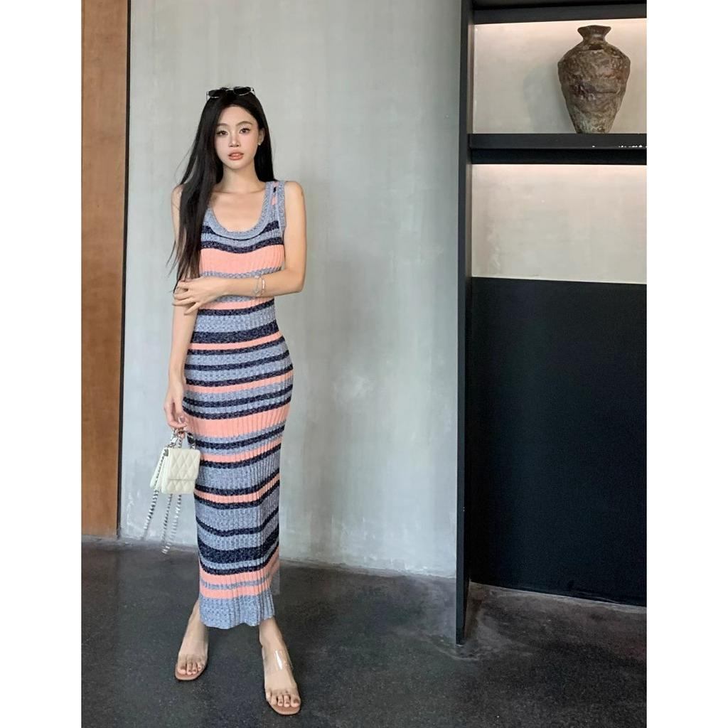 QKOOLE (MớI) Đầm Midi SáT NáCh Kẻ SọC NhiềU MàU QuyếN Rũ