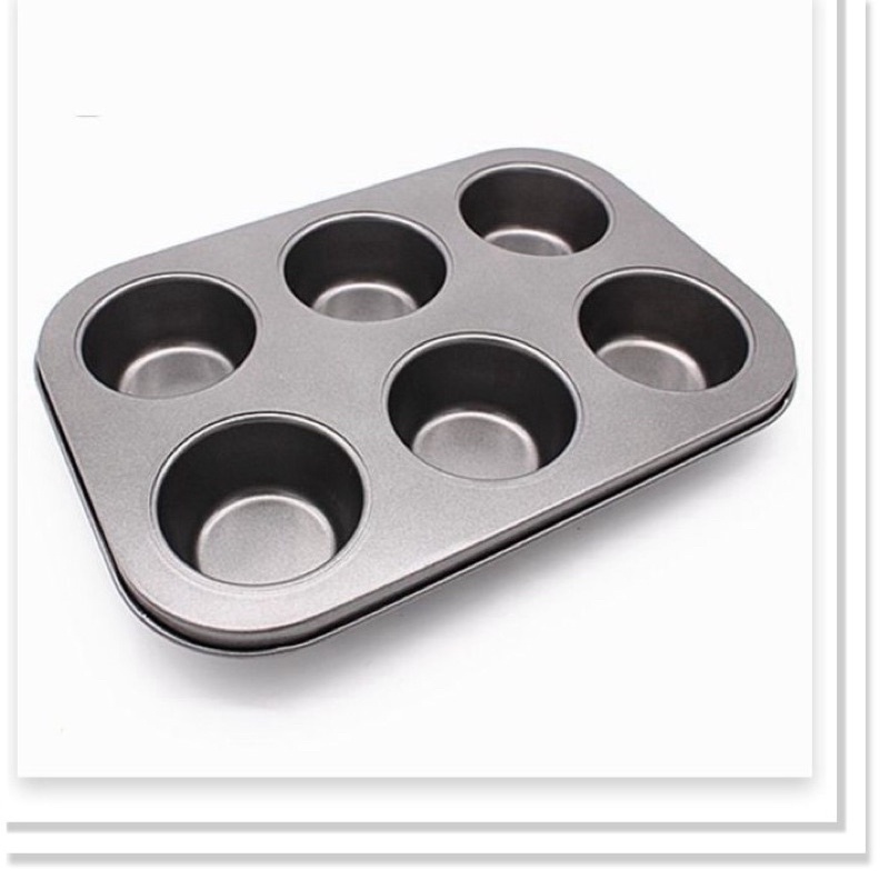 Khuôn Nướng Bánh Muffin Cupcake Chống Dính 6 Ô To - Khuôn Nướng Bánh Chống Dính 6 Ô