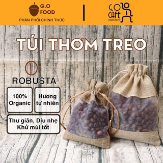 Túi thơm cà phê hút ẩm, khử mùi ii 100% hạt cafe rang mộc ii túi vải đay dây rút 70/140g - g.o cafe roastery