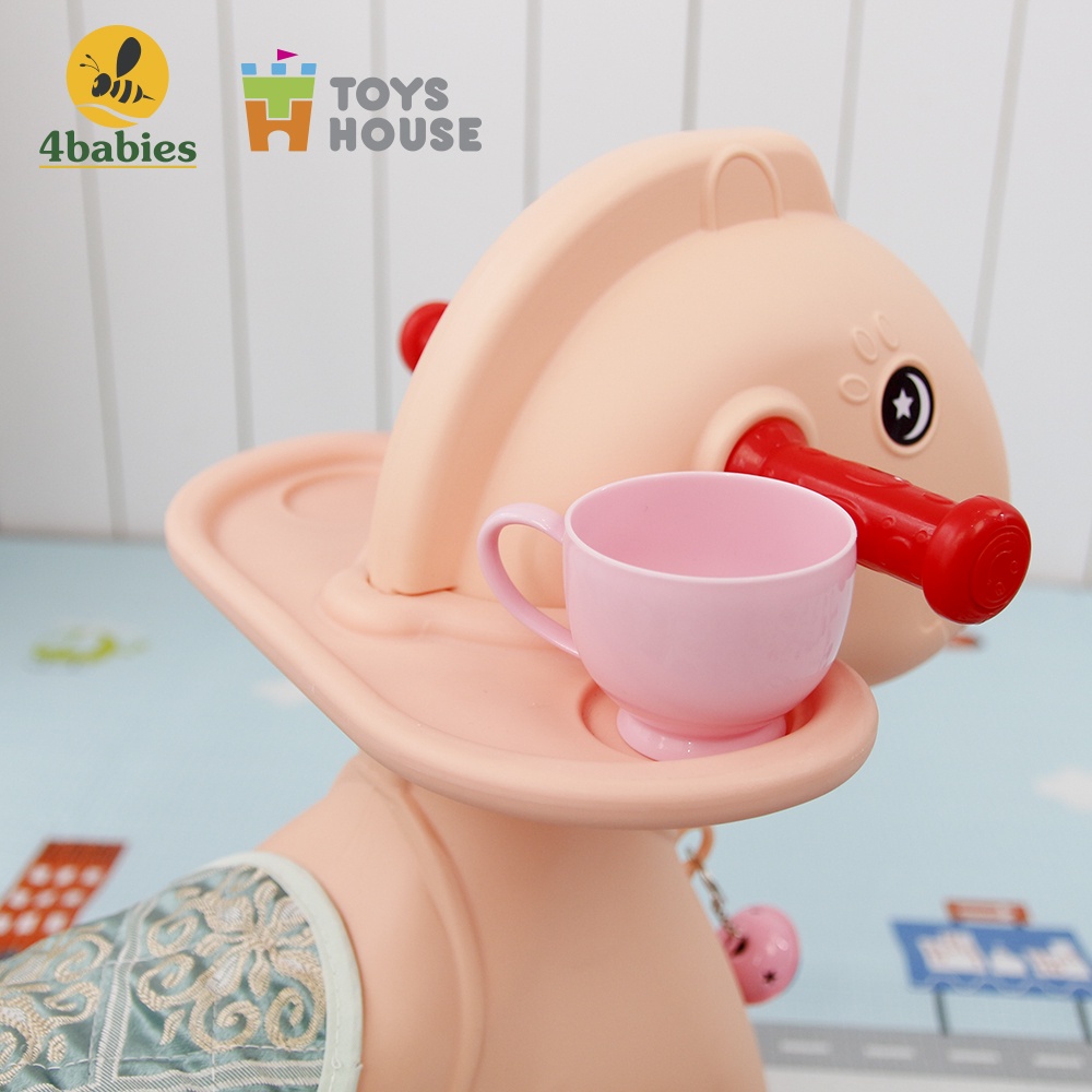 Ngựa bập bênh cao cấp 4 trong 1 kiêm xe chòi chân, xe kéo dây, xe đẩy dạo chơi cho bé chính hãng Toyshouse kèm nhạc, đèn