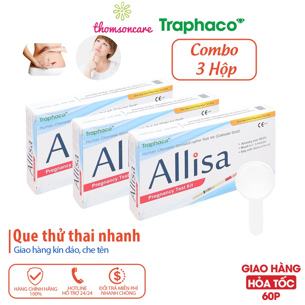 Que thử thai Allisa Combo 3 bản to 4mm hộp Che tên khi giao - Chính xác test thử thai hai vạch sớm nhanh hiệu quả