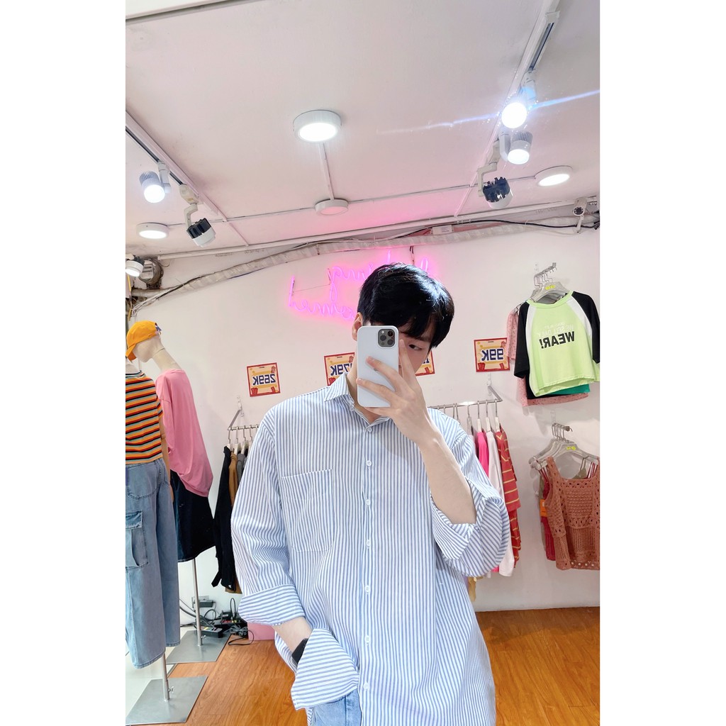 Áo sơ mi kẻ sọc dọc MINION CLOTHING dài tay Unisex nam nữ oversize Ulzzang Hàn Quốc vải mềm thoáng mát form rộng A3005