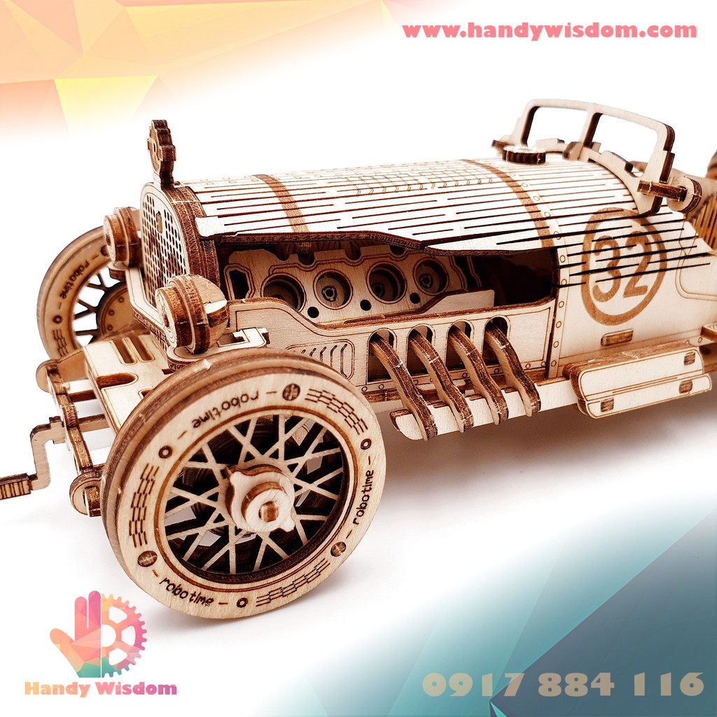 Mô hình lắp ghép gỗ tỉ lệ - Xe đua Grand Prix - Robotime Grand Prix Race Car MC401