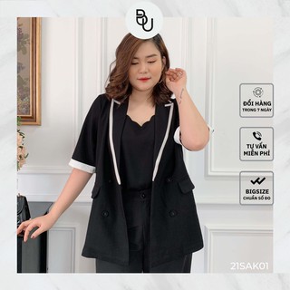 Áo vest tay cộc viền trắng BIGSIZE (55kg đến 95kg) - 21SAK01 - [BUstu Bigsize]