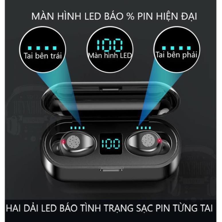 Tai Nghe Bluetooth 5.0 AMOI F9 TWS Bản QUỐC TẾ Cao Cấp - Cảm Ứng Không Dây Chống Nước Chống Ồn Tích Hợp Sạc Dự Phòng