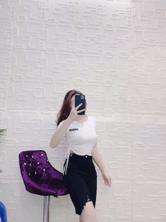 ✨Croptop Rút Dây 1 Bên Logo