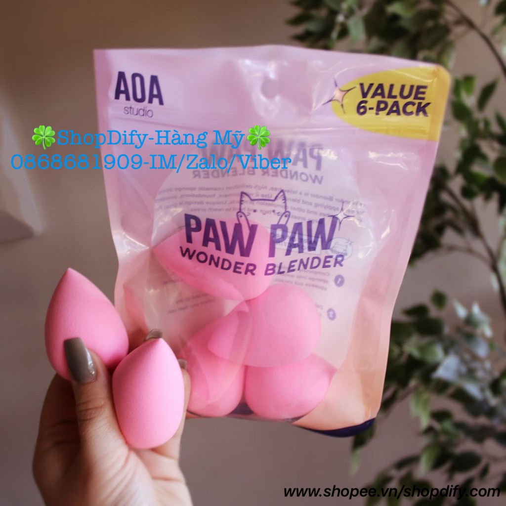 {Hàng Mỹ} Set 6 Mút  Siêu Mềm Trang Điểm, Tán Nền AOA Paw Paw Super Soft Wonder Blender Sponge Shopmissa / Missa