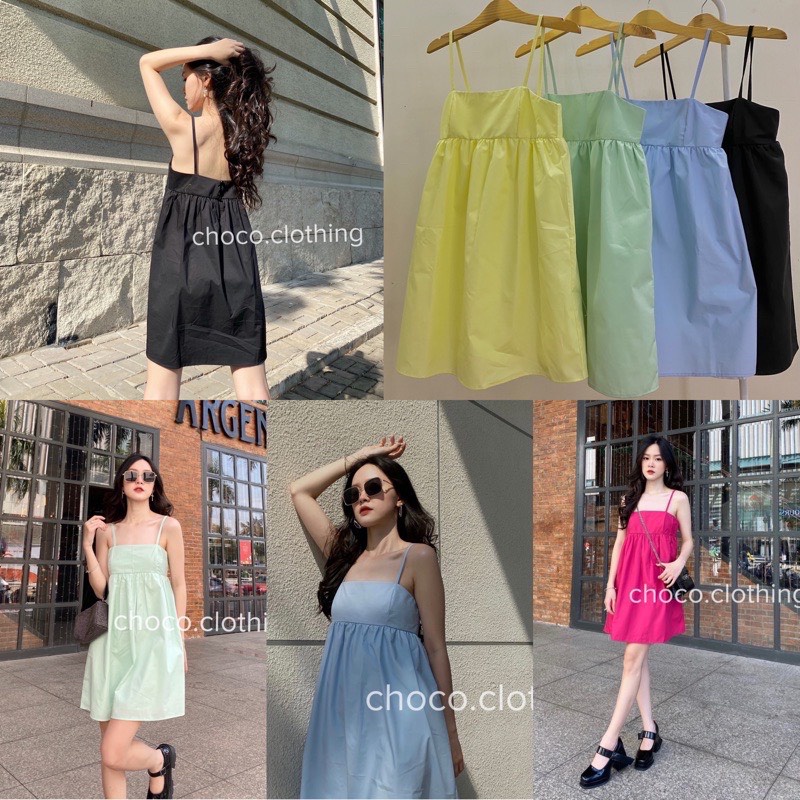 Đầm 2 dây ngắn dáng xòe babydol đủ màu đáng yêu nữ tính
