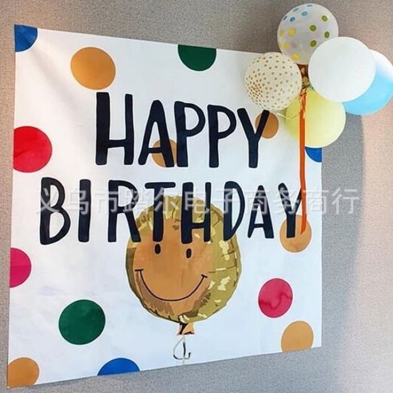 Phông Nền Vải Chúc Mừng Sinh Nhật Gấu Hoa Cúc Chú Hề Mới Nhất Trang Trí Sinh Nhật - Yori Party
