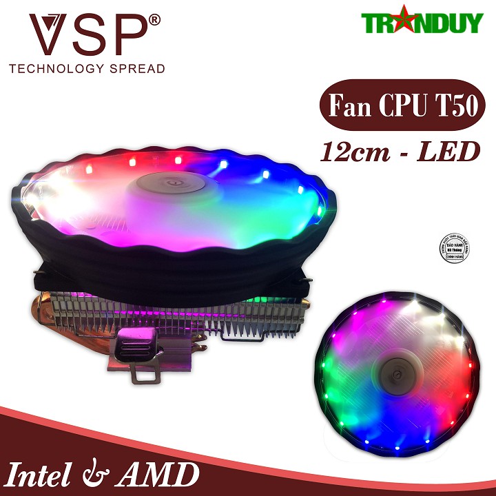Quạt tản nhiệt Fan CPU VSP T50-4U- 12cm LED