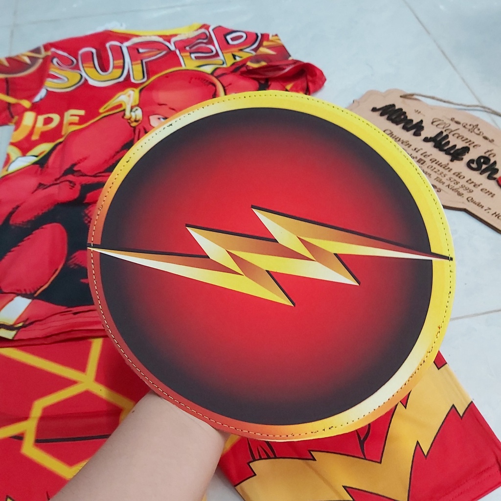Bộ quần áo thời trang trẻ em siêu nhân Flash kèm tặng khiên và mặt nạ - Hàng SamKids