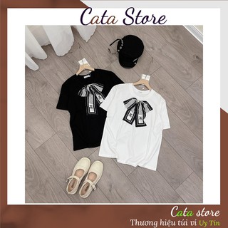 Áo Thun Nữ Kèm Nơ Đẹp Hàng Túi Zip Cotton Loại 1 (Video Ảnh Thật CATA Sản Xuất) AP0002