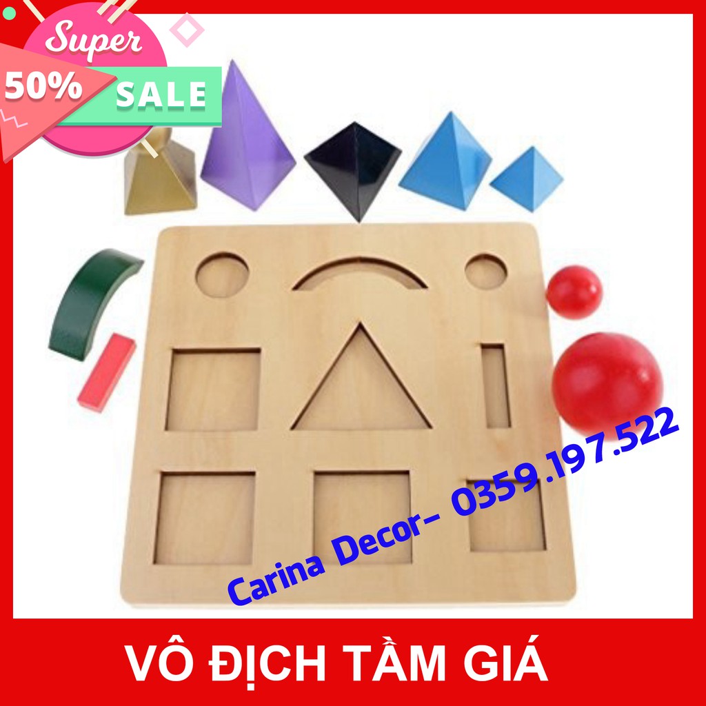 Giáo cụ montessori - Khay đựng những khối hình biểu trưng của ngữ pháp (ngôn ngữ ký hiệu) - Carina Decor