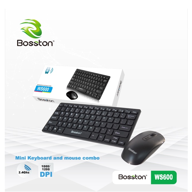 COMBO PHÍM CHUỘT KHÔNG DÂY BOSSTON WS600 . DÙNG USB WIRELESS KẾT NỐI. KHÔNG DÂY. VI TÍNH QUỐC DUY