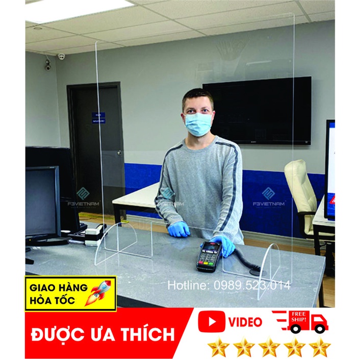 Tấm Chắn Mica Để Bàn Chống Giọt Bắn Dùng Cho Quầy Thuốc, Văn Phòng, Quán ăn...