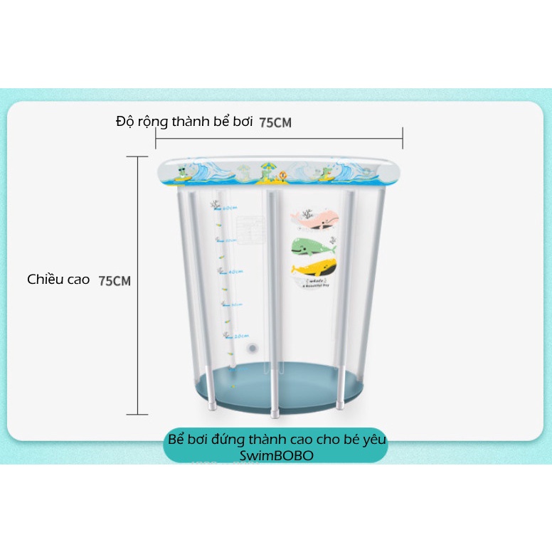 Bể bơi cho bé | Bể bơi thành cao cho bé cao cấp, chất lượng cao SWIMBOBO 75cmx75cm