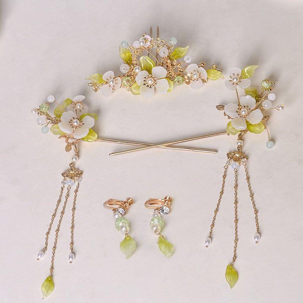 NICKOLAS Bộ Trâm Cài Tóc + Bông Tai + Trâm Cài Tóc Phong Cách Trung Hoa Cổ Điển Thời Trang Cho Nữ