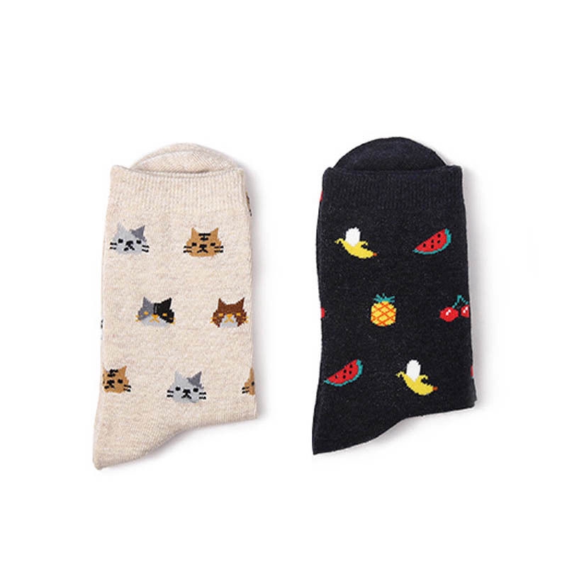 Vớ cotton mắt cá chân harajuku in cây kem/ trái cây/ sushi