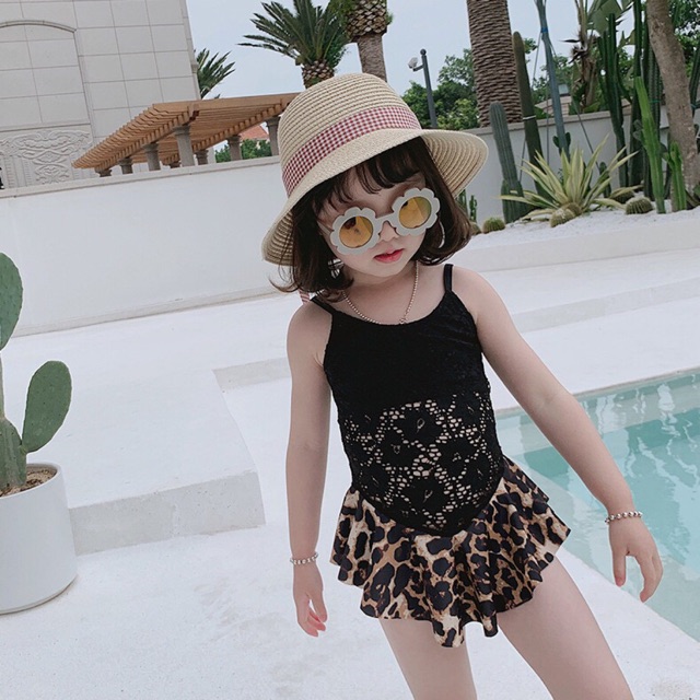 Bikini bé gái phối ren 1 mảnh