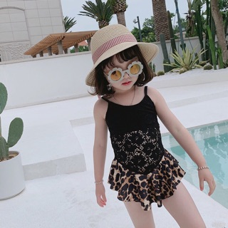 Bikini bé gái phối ren 1 mảnh