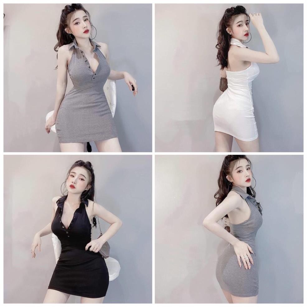 Đầm Body Hở Lưng Cổ Bẻ Borip New