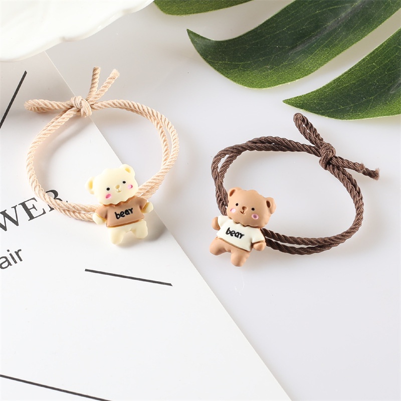Dây Buộc Tóc Cao Su Họa Tiết Gấu Hoạt Hình Đáng Yêu