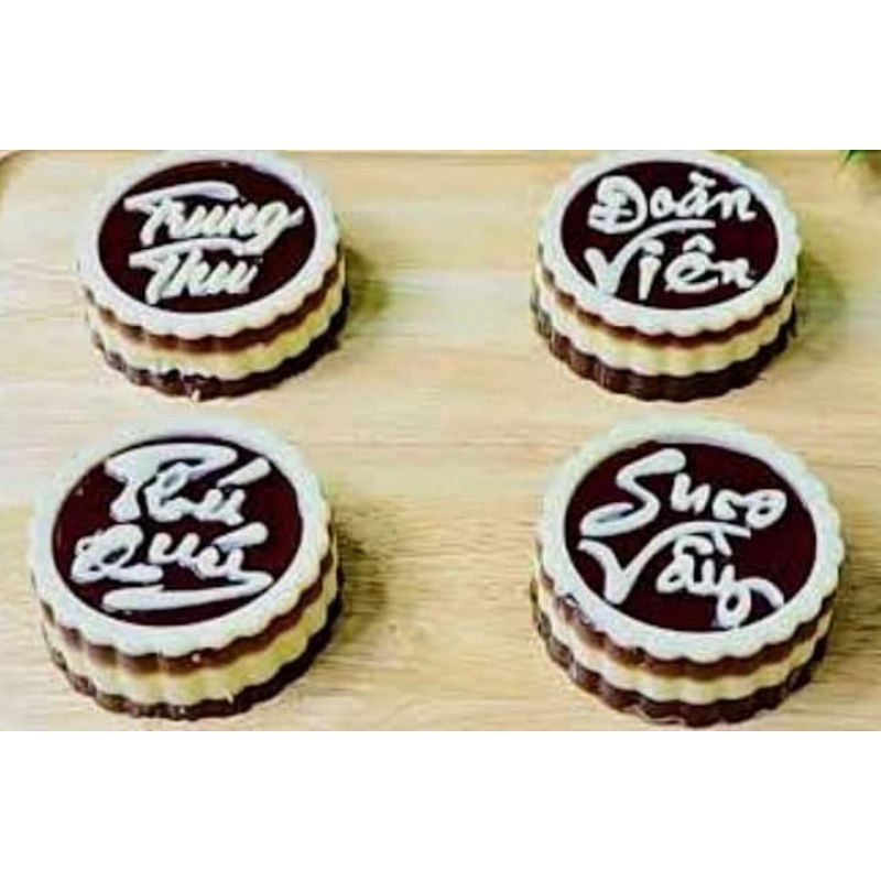 Bộ 4 khuôn rau câu trung thu, khuôn nhấn cơm xôi chữ Trung thu- Đoàn viên - Phú quý - sum vầy