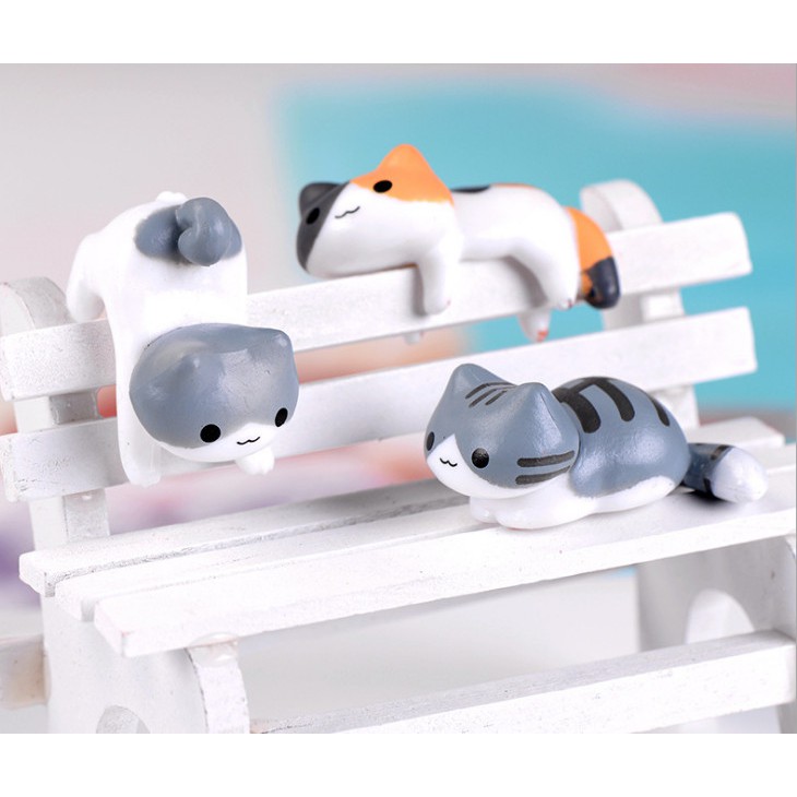 Mô hình bộ mèo lười để bàn, trang trí bàn làm việc